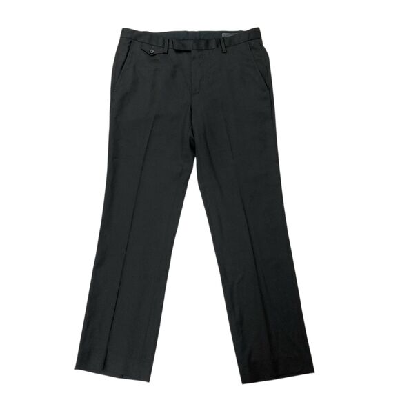 John Varvatos Pants Mens 34x30 Black Flat Front Straight Leg Wool Office Work - Picture 1 of 12